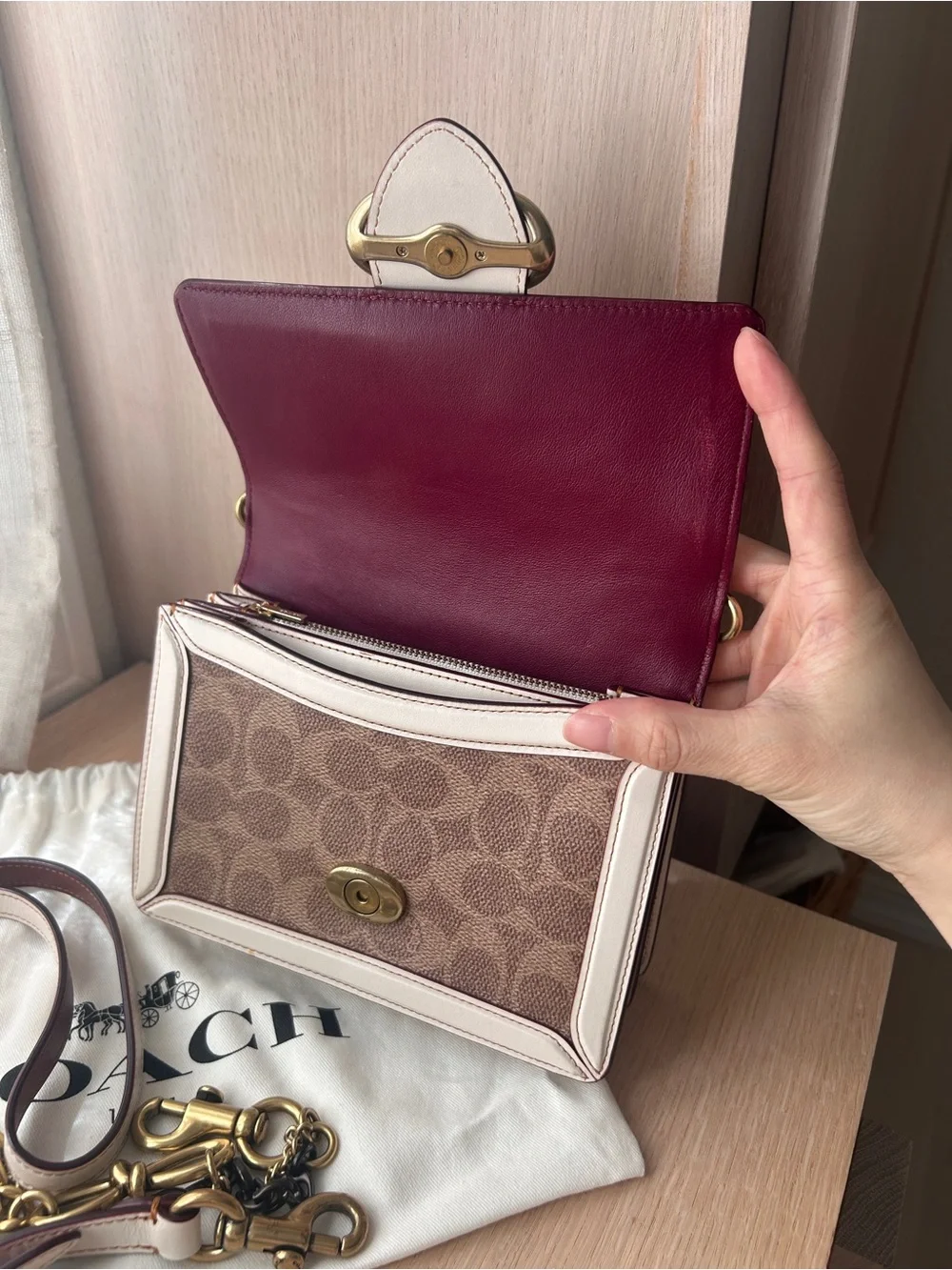 Coach👜Riley Top Handle 18 In Signature Canvas 73934 Tan Chalk Vintage y2k